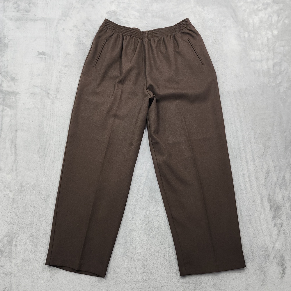 Vintage Bend Over Pants Womens 18P PETITE Brown Pull On Tapered Stretch Casual